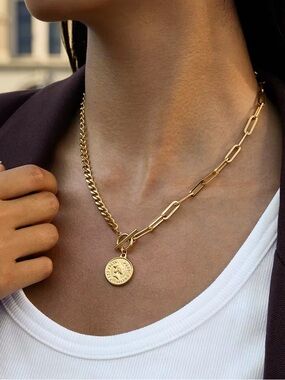 18K Gold Plated Coin Pendant Necklace